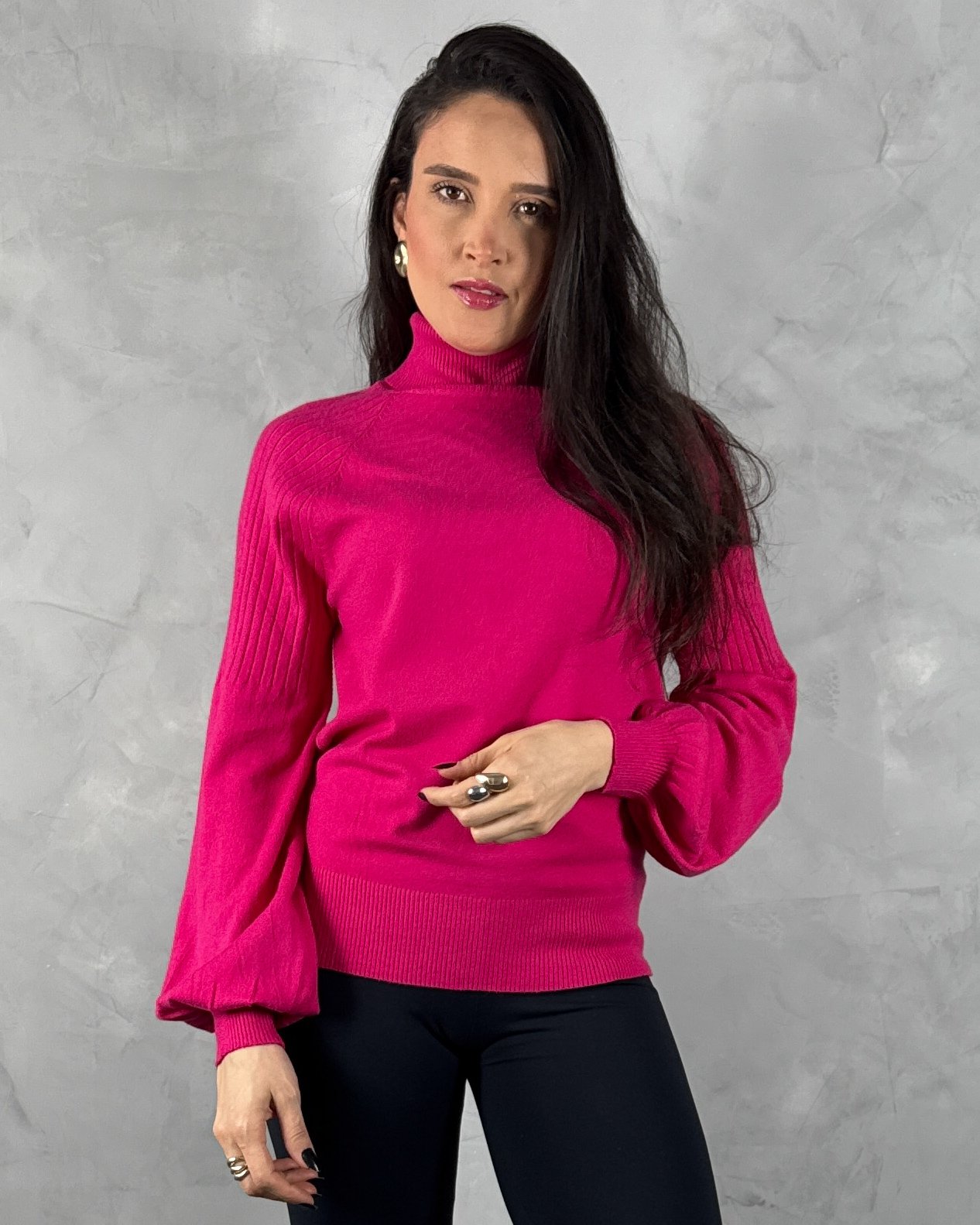 Cacharel Gola Rulê Manga Bufante Tricot Mousse - Imagem 2