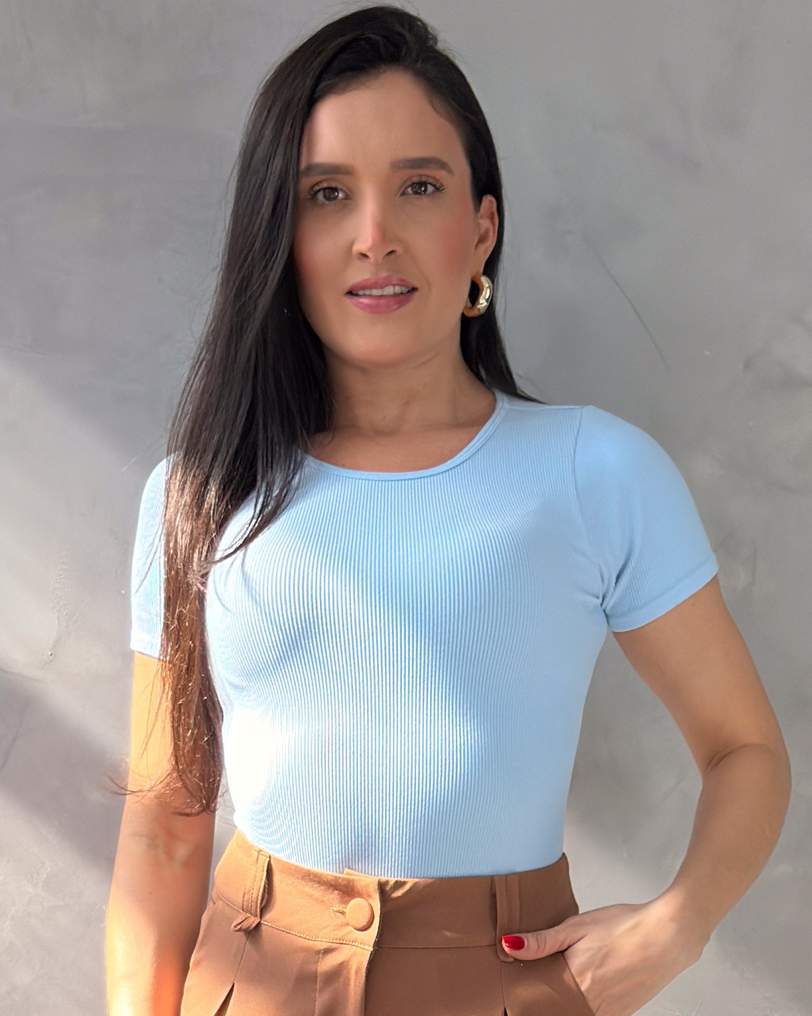 Body Manga Curta Canelado - Imagem 9