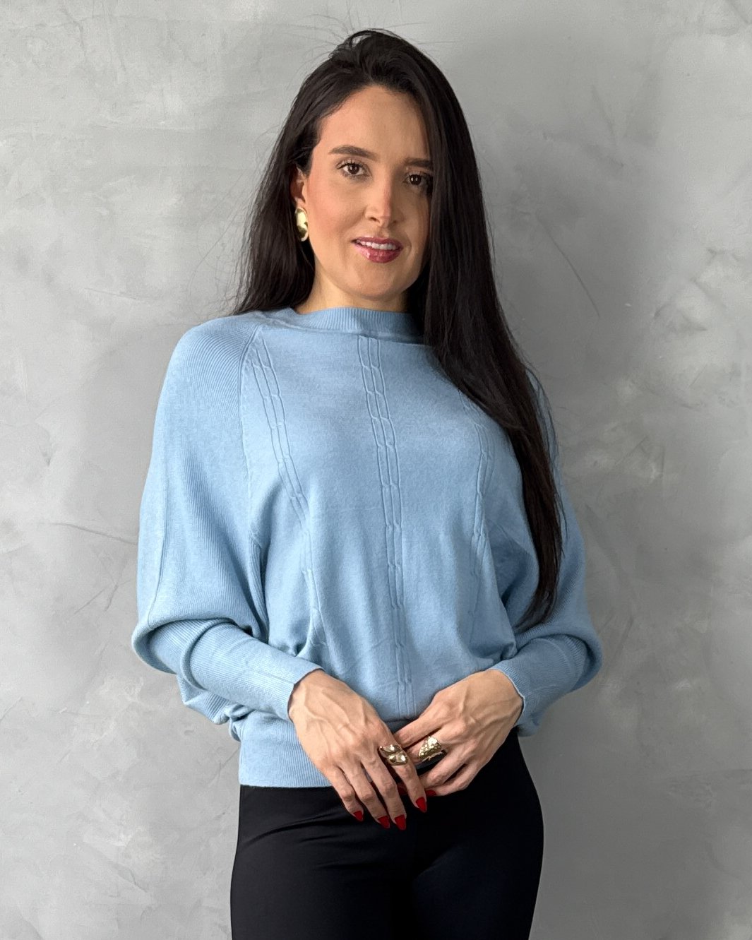 Blusa Manga Morcego Gola Redonda Tricot Mousse - Imagem 4