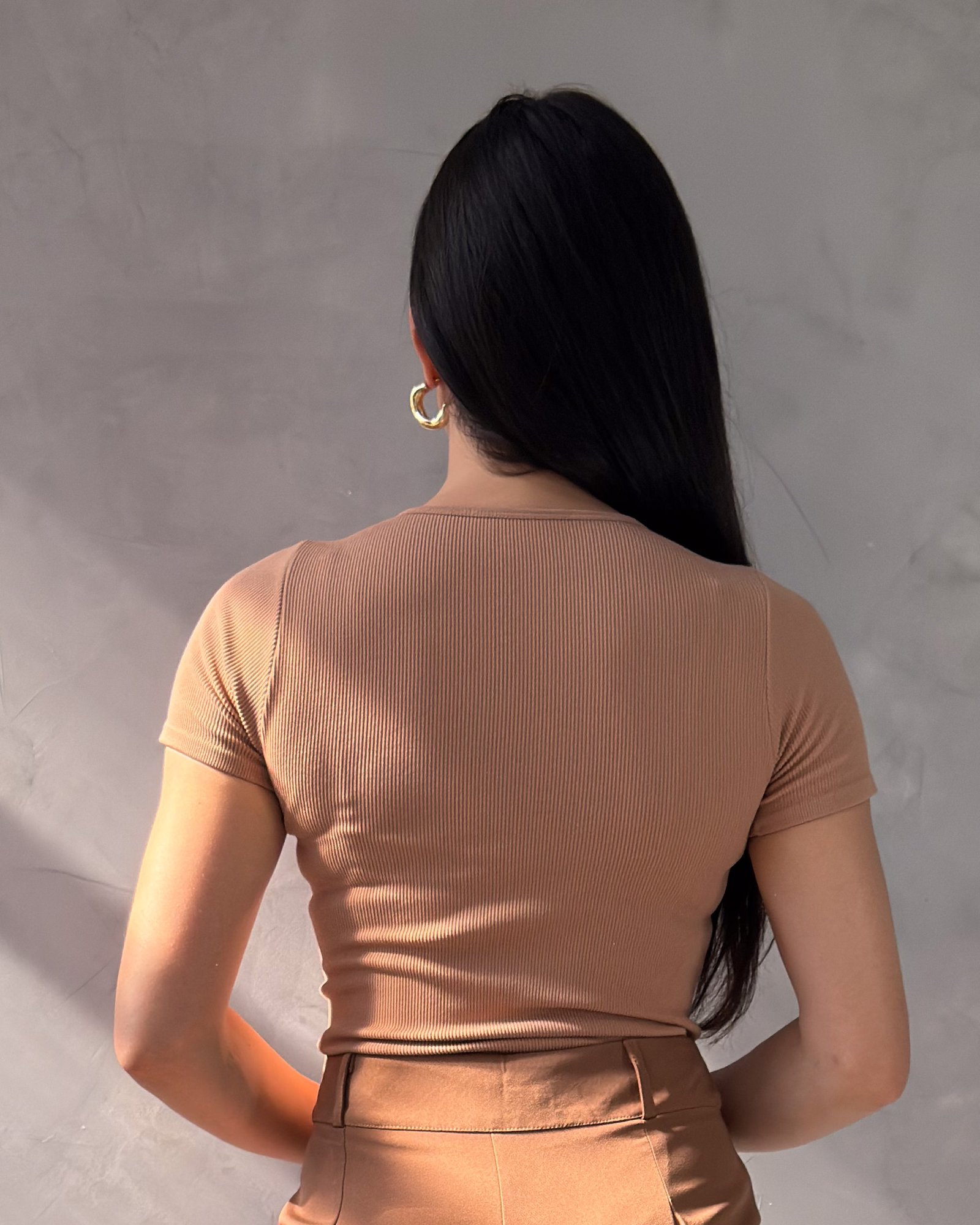 Body Manga Curta Canelado - Imagem 8