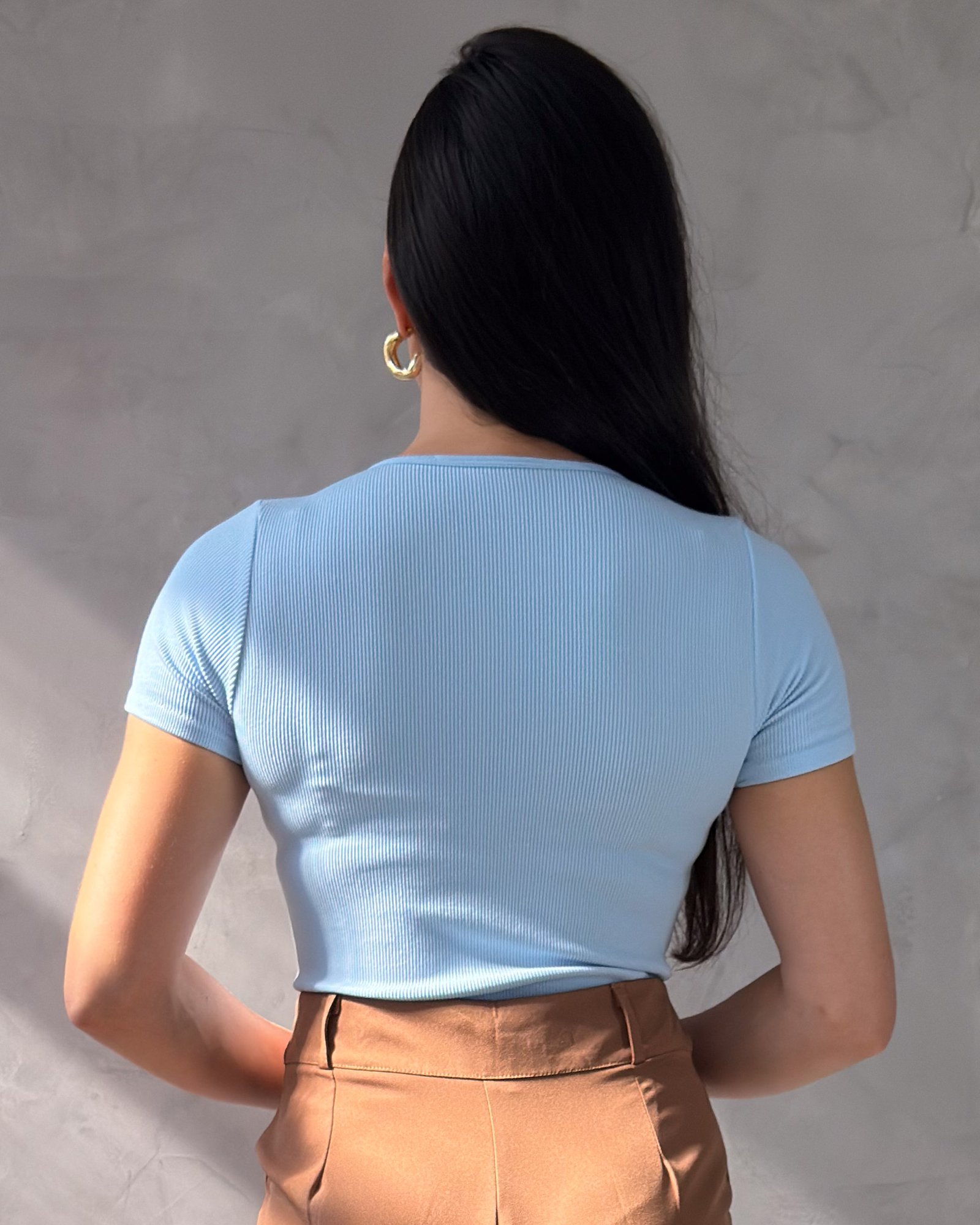 Body Manga Curta Canelado - Imagem 10