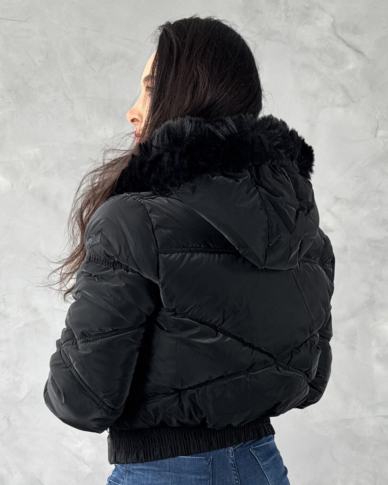 Jaqueta Puffer em PU com Capuz Removível - Imagem 3