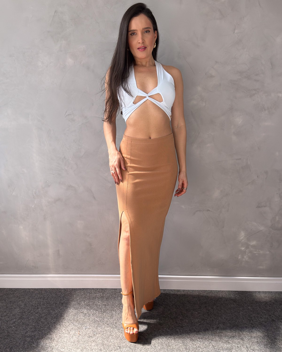 Saia Longa com Fenda Rib - Imagem 4