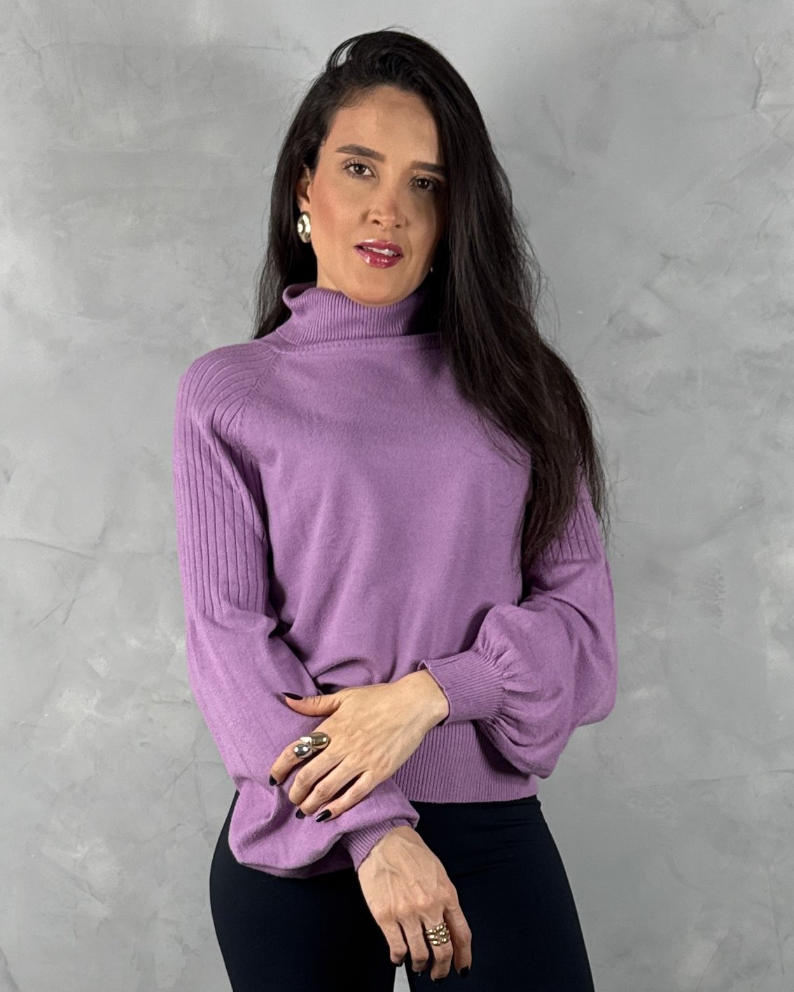 Cacharel Gola Rulê Manga Bufante Tricot Mousse - Imagem 6