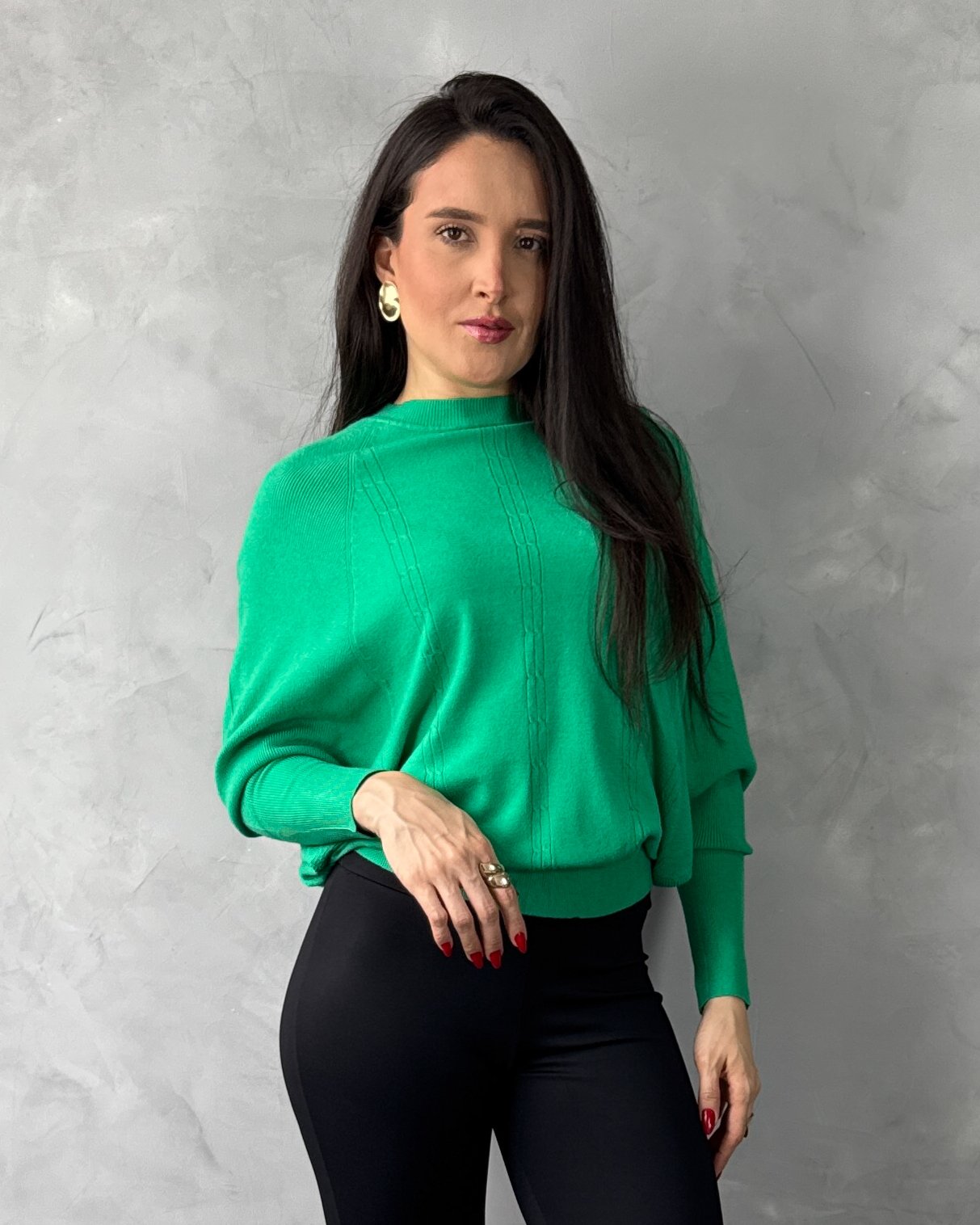 Blusa Manga Morcego Gola Redonda Tricot Mousse - Imagem 7