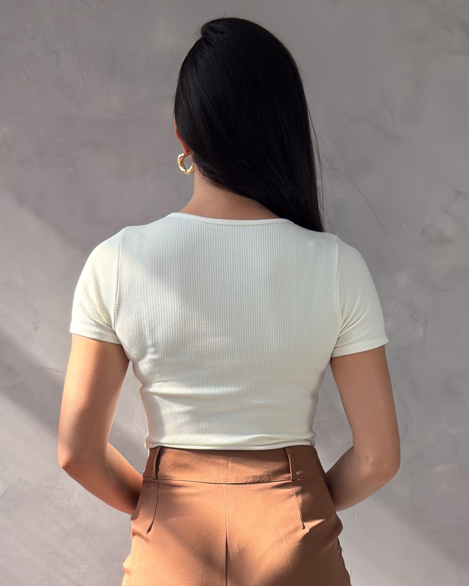 Body Manga Curta Canelado - Imagem 2