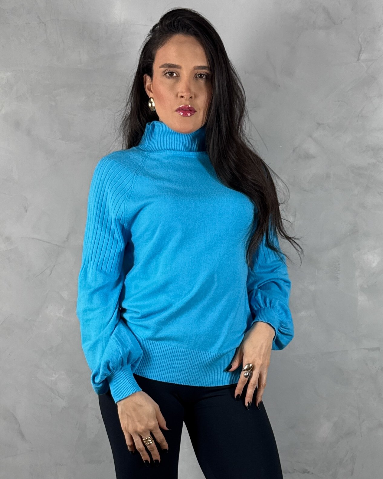 Cacharel Gola Rulê Manga Bufante Tricot Mousse - Imagem 5