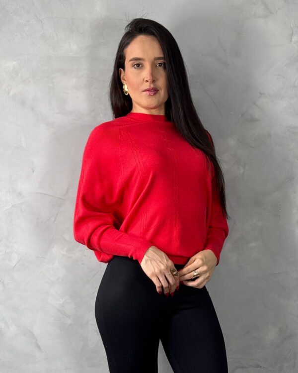 Blusa Manga Morcego Gola Redonda Tricot Mousse