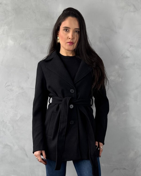 Casaco em Lã Batida com Faixa