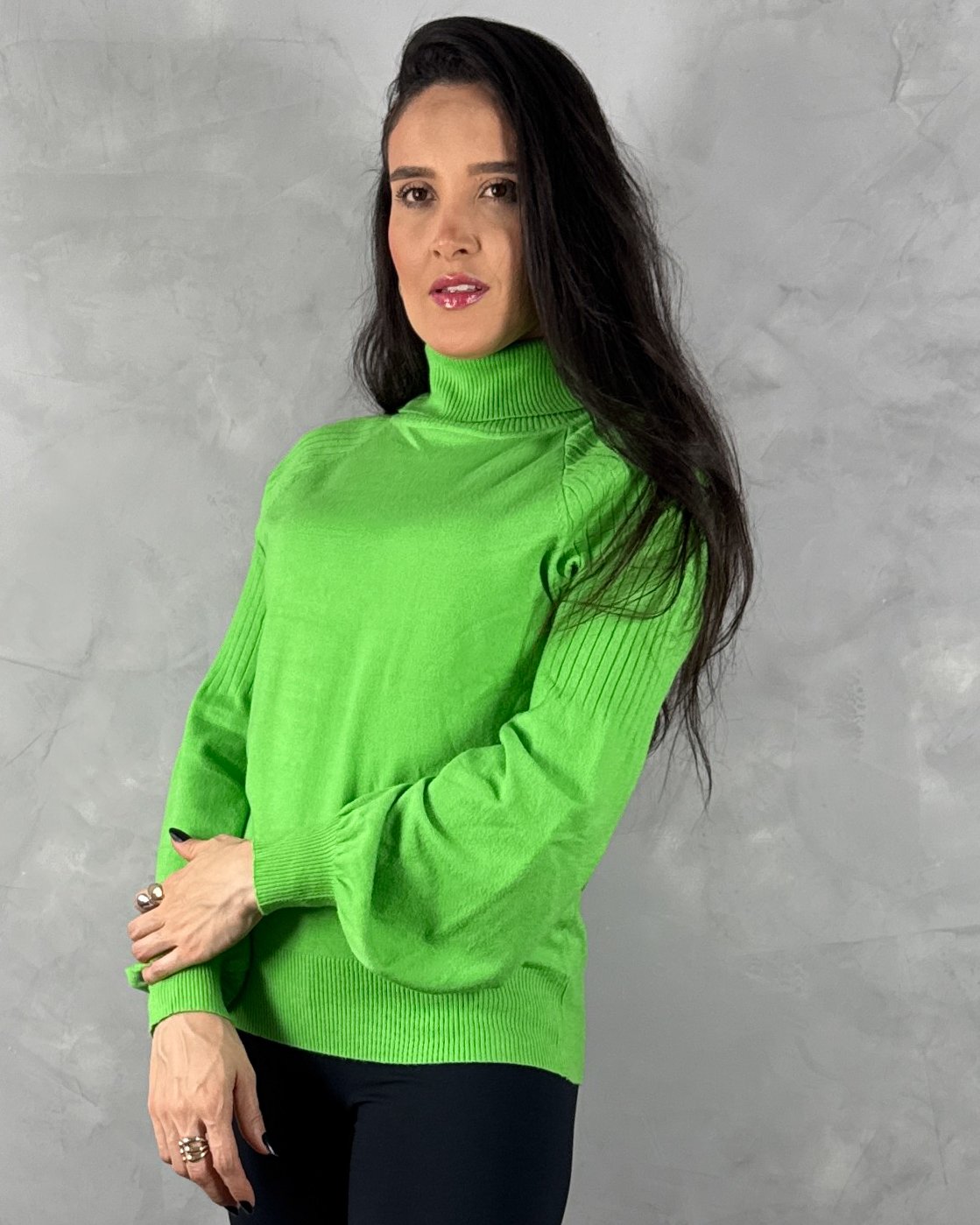 Cacharel Gola Rulê Manga Bufante Tricot Mousse - Imagem 8