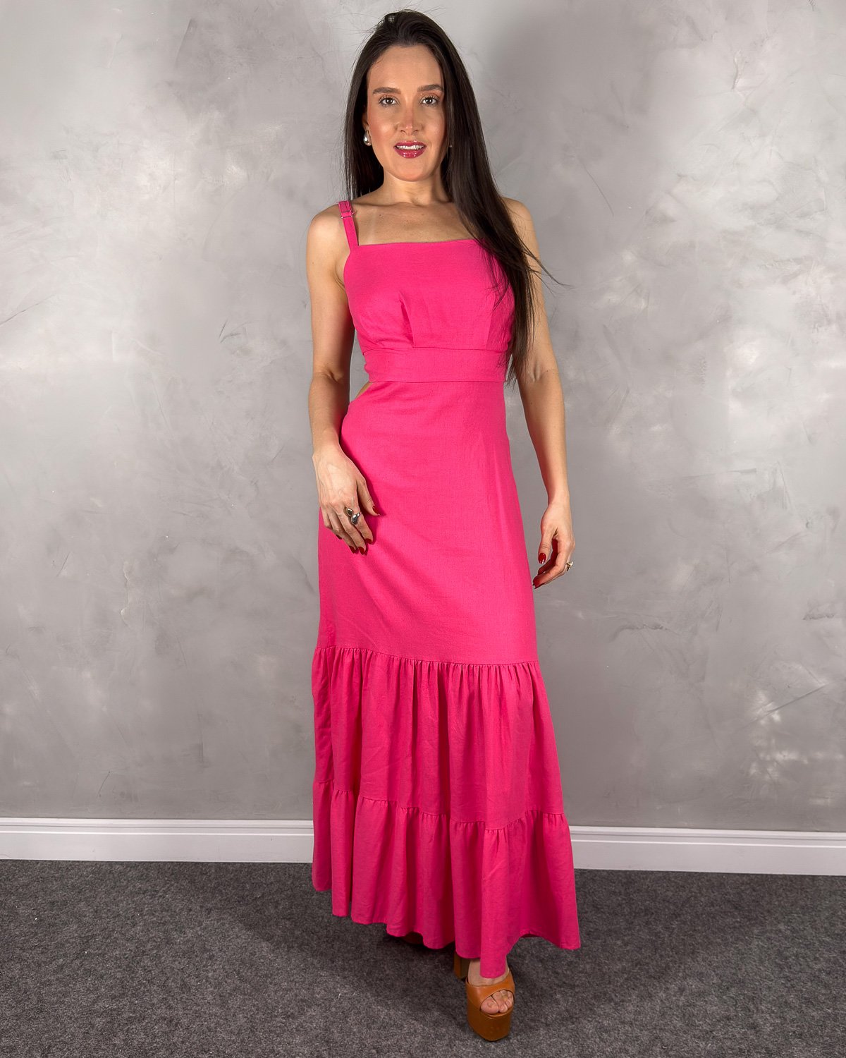 Vestido Longo em Linho com Alças Reguláveis - Imagem 3