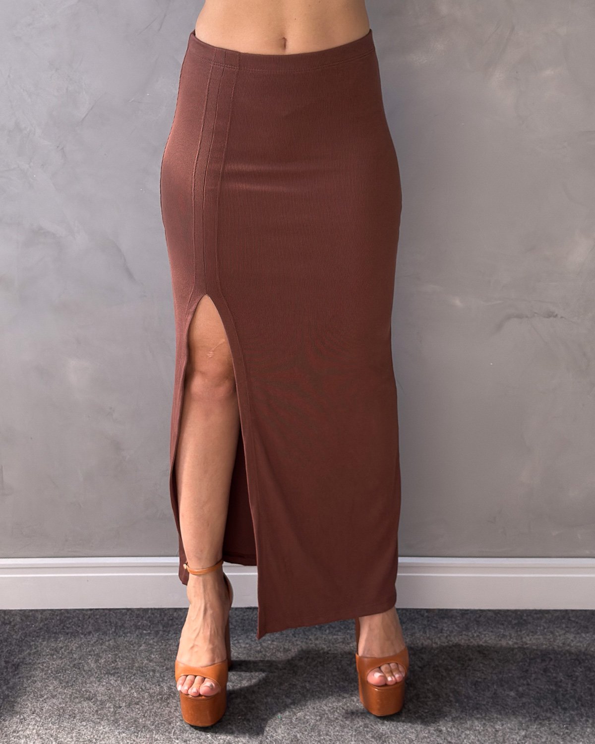 Saia Longa com Fenda Rib - Imagem 6