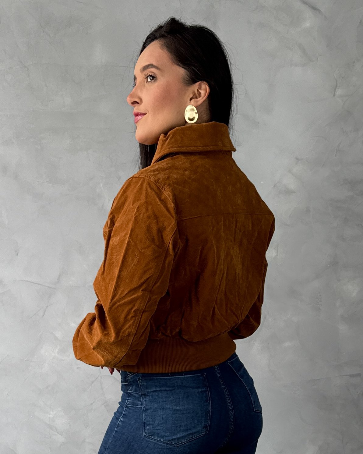 Jaqueta Bomber em Camurça com Gola Removível - Imagem 6