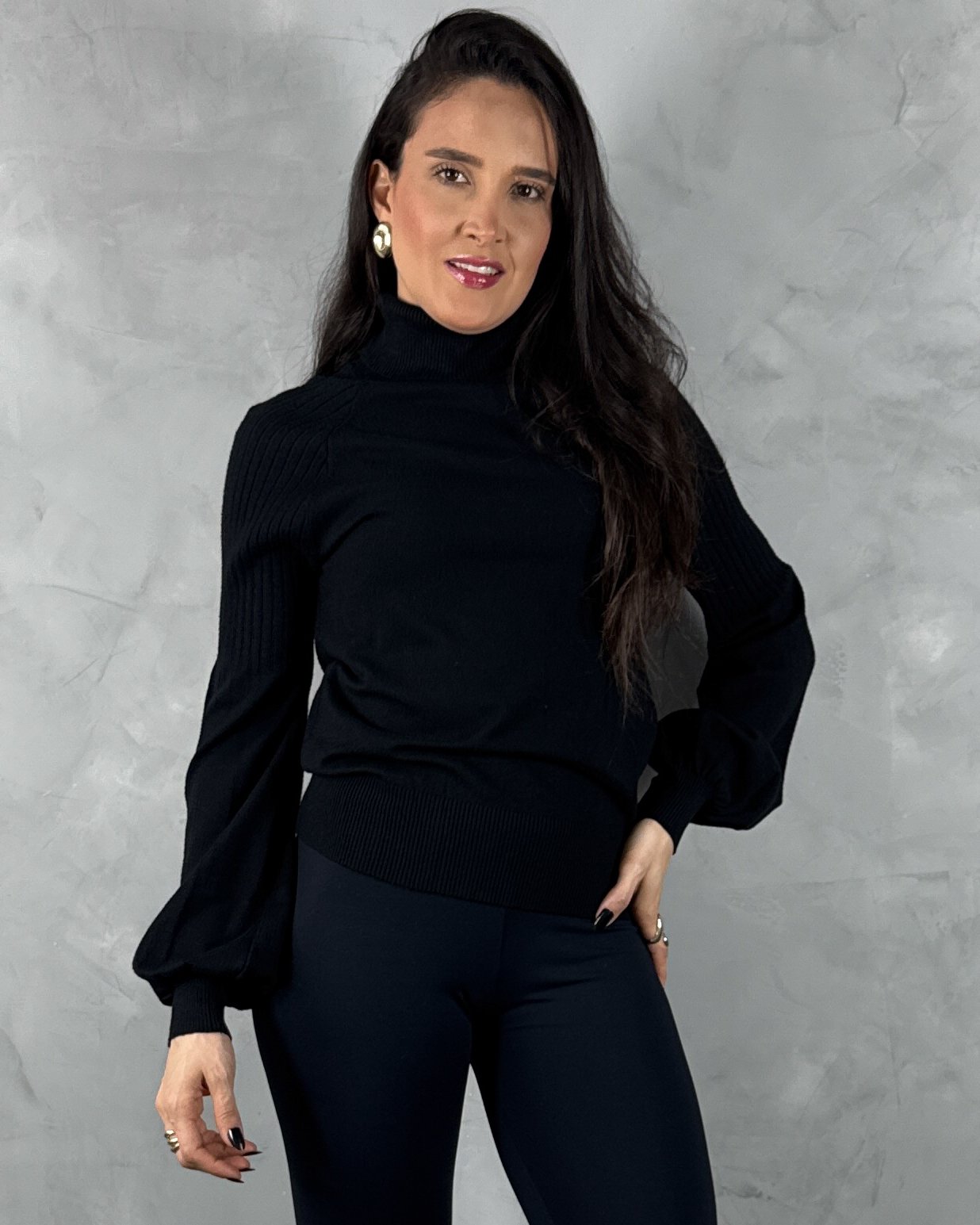 Cacharel Gola Rulê Manga Bufante Tricot Mousse - Imagem 7