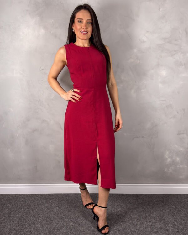 Vestido Midi Alça Larga com Fenda Marant