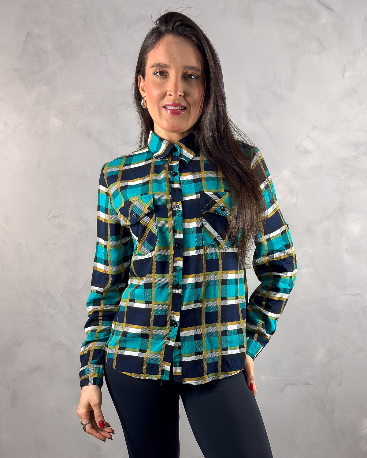 Camisa Xadrez com Bolsos e Manga Longa - Imagem 3