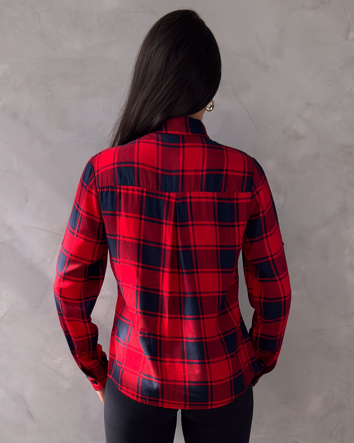 Camisa Xadrez Manga Longa com Bolsos - Imagem 4