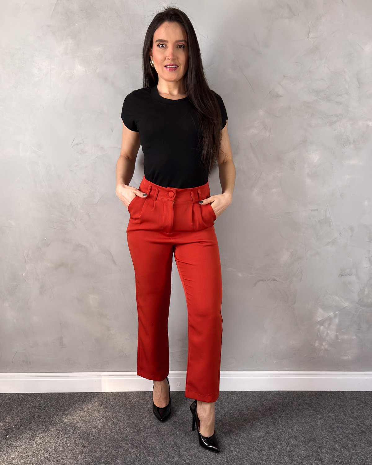 Calça de Alfaiataria Reta com Cintura Alta - Imagem 4