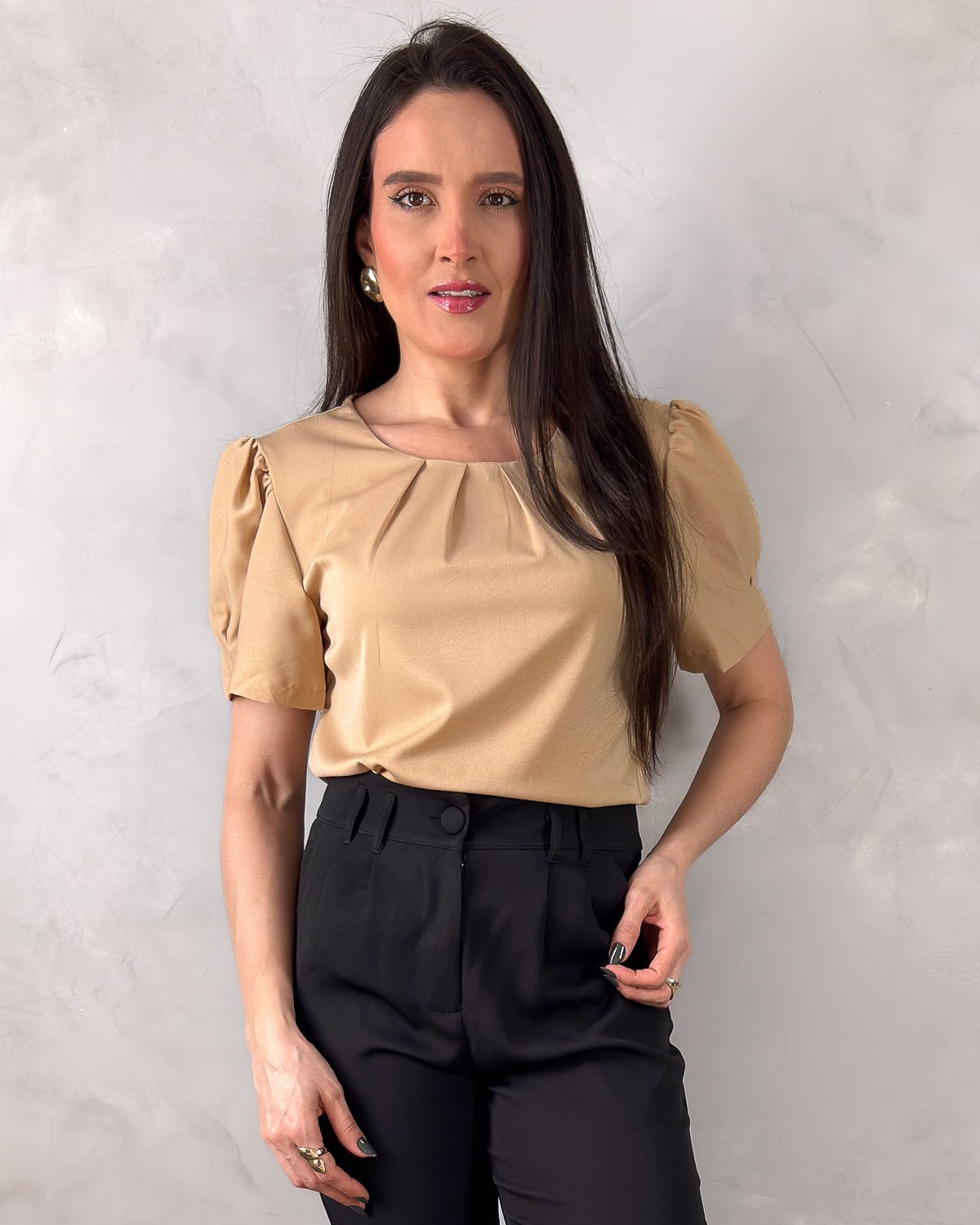 Blusa Manga Curta Princesa Crepe Bubble - Imagem 9