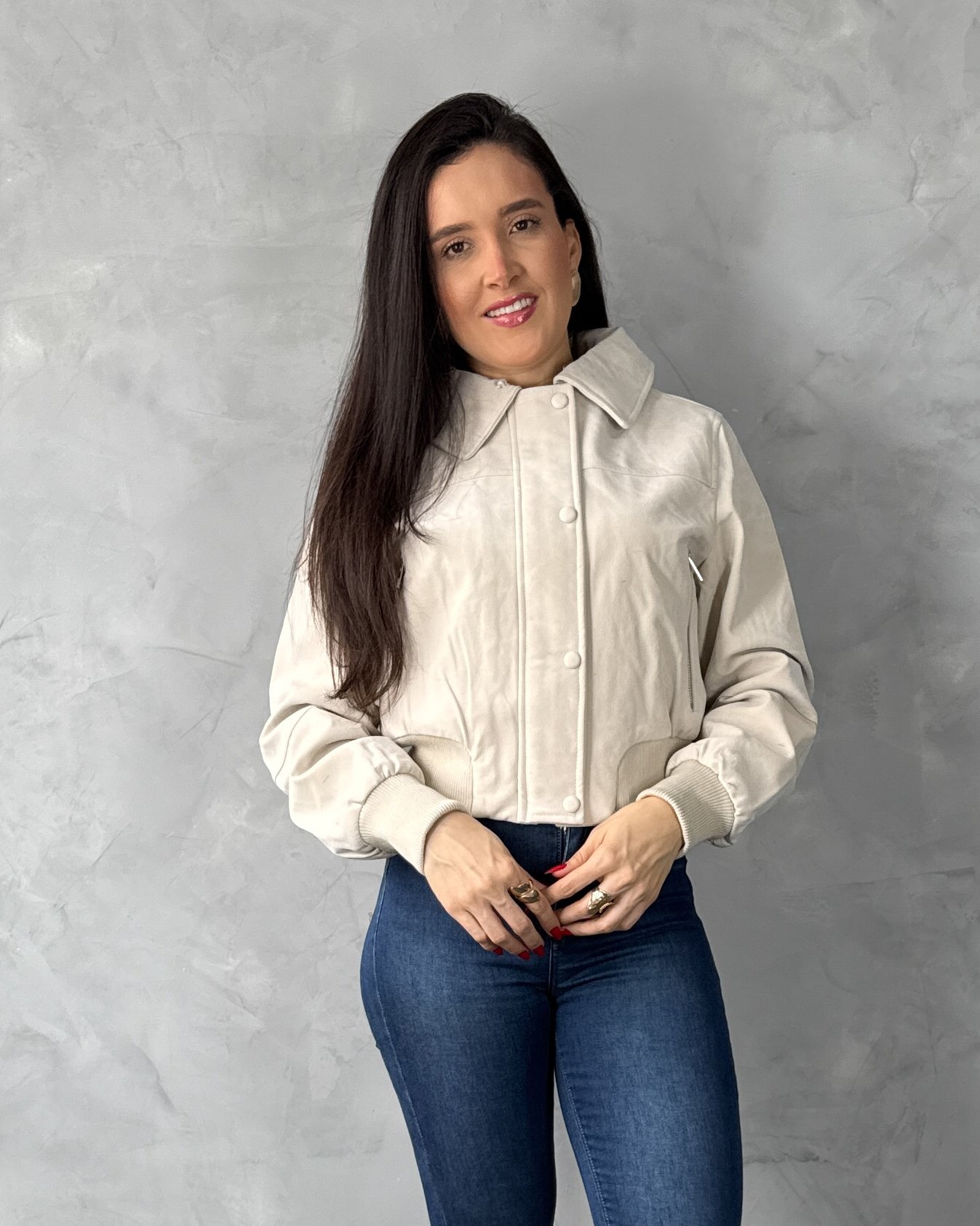 Jaqueta Bomber em Camurça com Gola Removível - Imagem 2