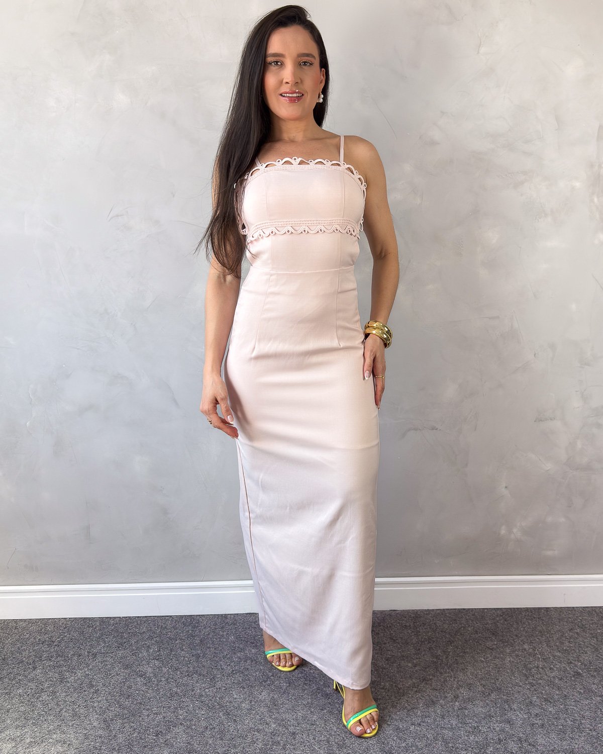 Vestido Longo com Alcinhas Ajustáveis e Fenda - Imagem 8