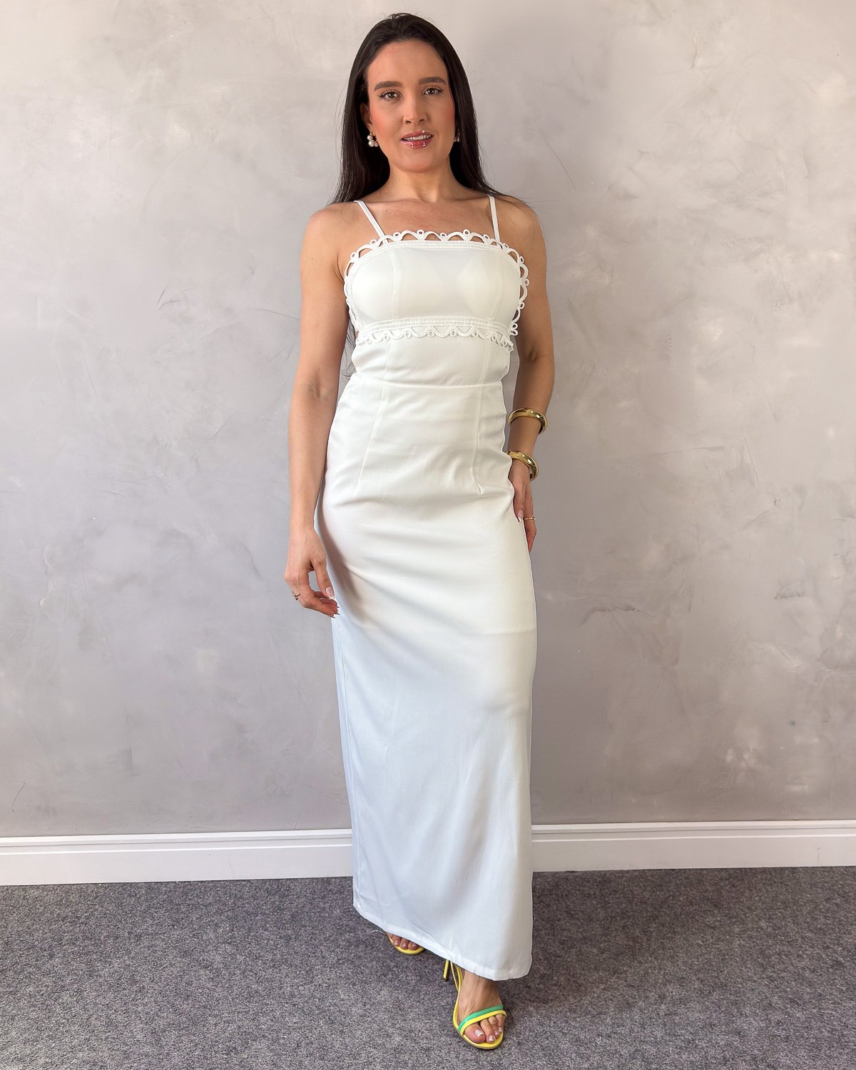 Vestido Longo com Alcinhas Ajustáveis e Fenda - Imagem 10