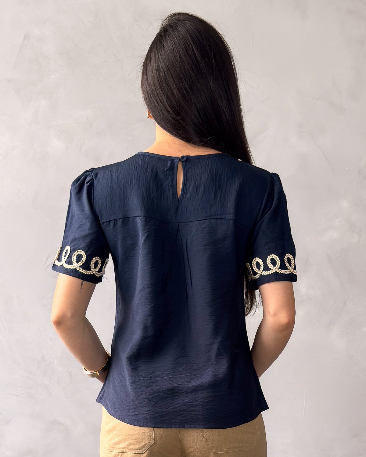 Blusa Manga Curta Bordada Viscose - Imagem 4